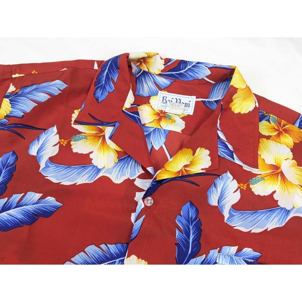 Rai Nani Hawaii 5 0 Floral Shirt Red Mens XL Tropical Bright Camp Vintage USA